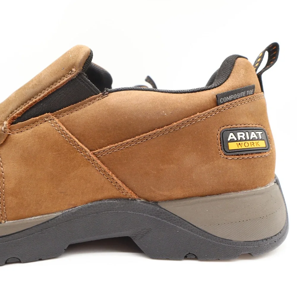 Ariat Work Edge LTE Slip-On Work Shoes Men 12 EE Wide Comp Toe Brown NWT
